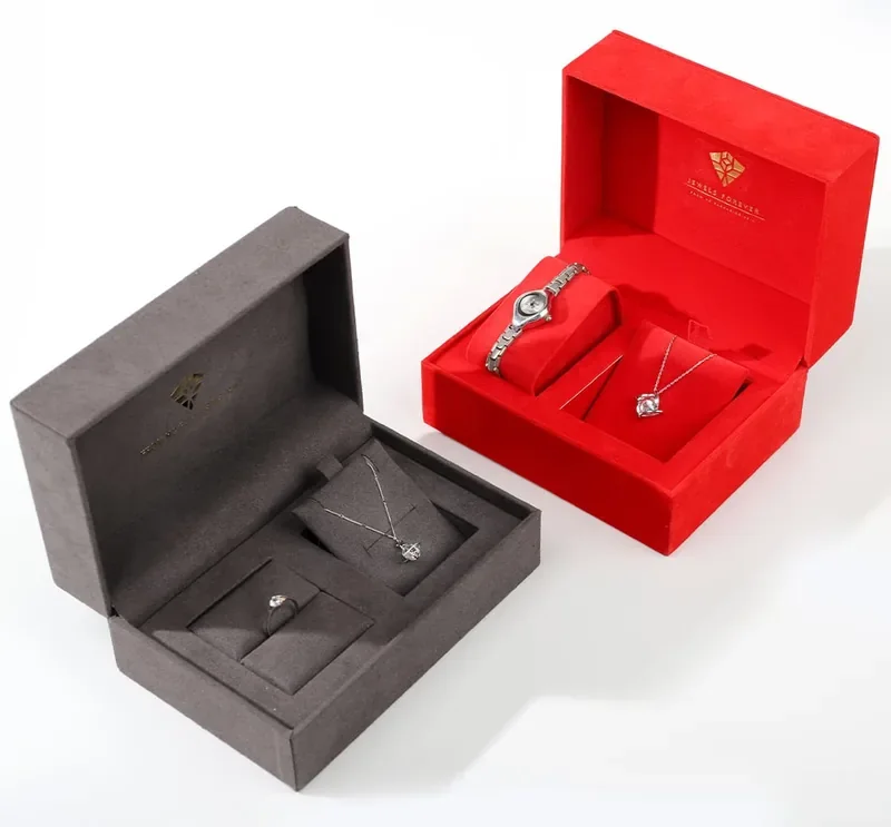 Gray+Red Velvet Watch Box